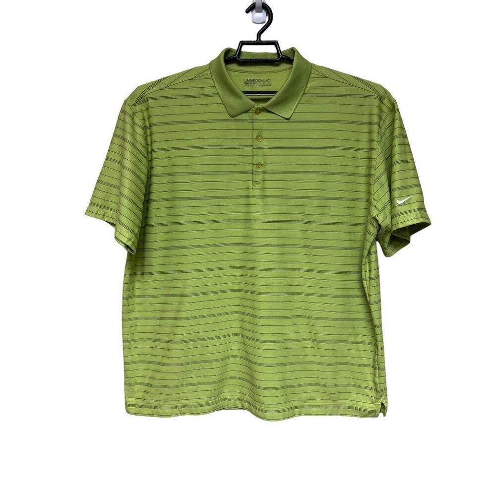 Nike Fit Dry Golf Green Stripe Polo Short Sleeve Shirt Men's Size XL
